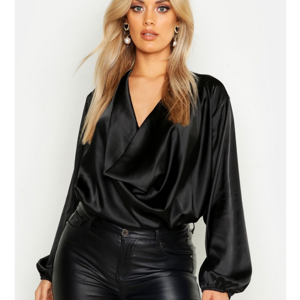 Black satin blouse
